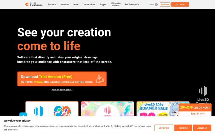 Screenshot of live2d.com