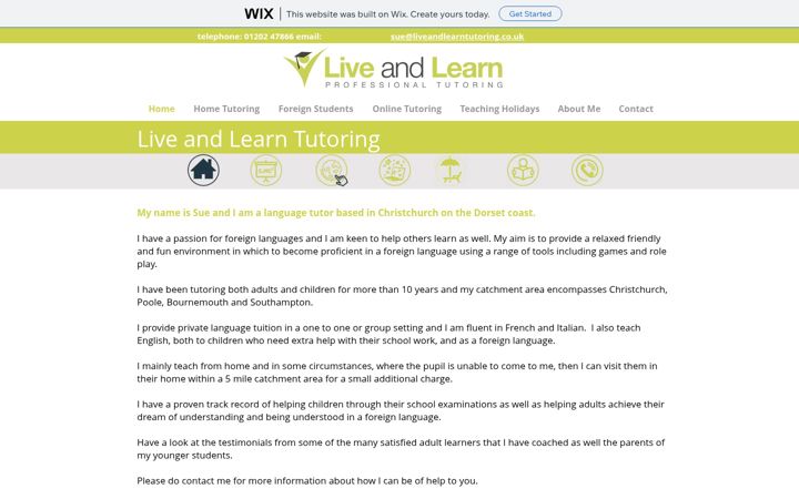 Screenshot of liveandlearntutoring.co.uk