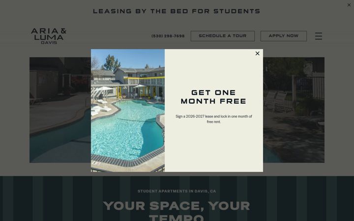 Screenshot of liveatariadavis.com