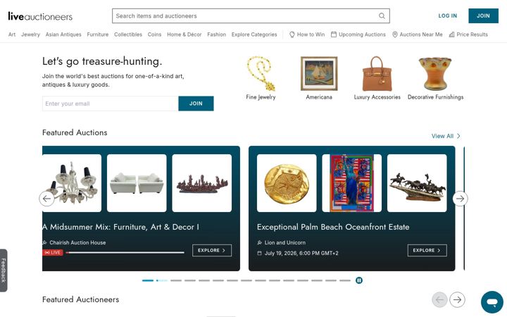 Screenshot van liveauctioneers.com