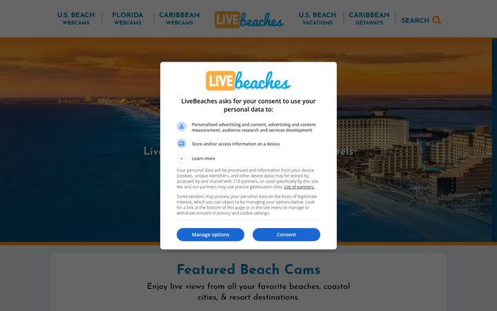 Screenshot of livebeaches.com
