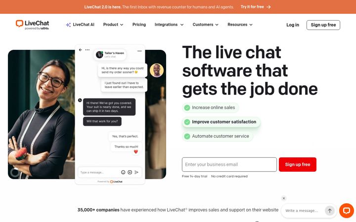 Screenshot ta' livechatenterprise.com