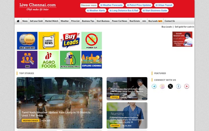 Screenshot von livechennai.com
