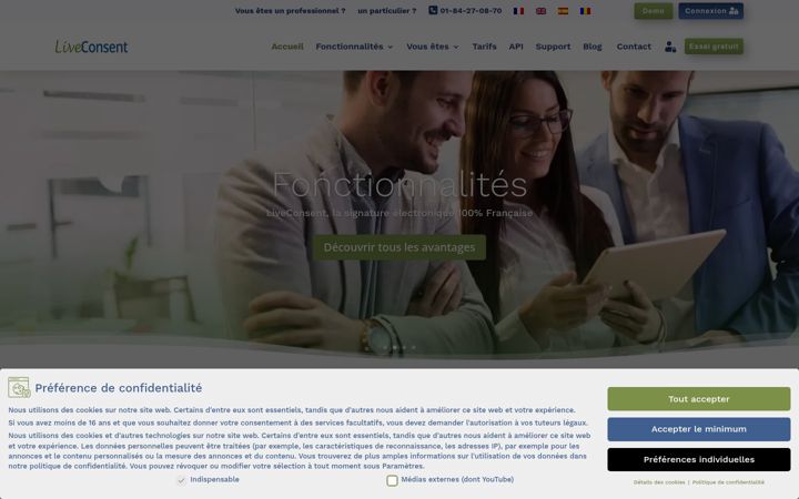 Screenshot of liveconsent.com