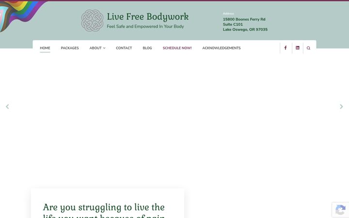 Screenshot of livefree-bodywork.com