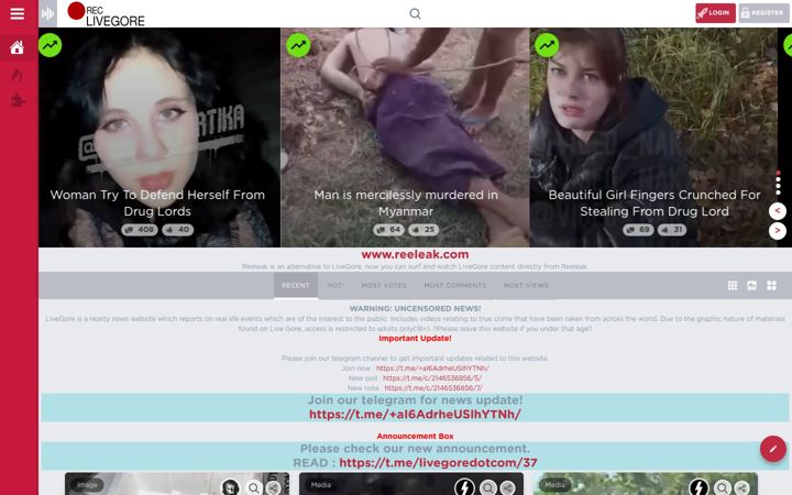 Screenshot of livegore.com