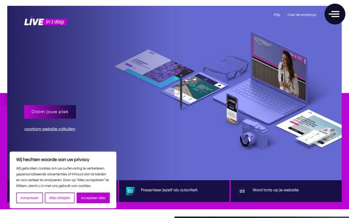 Screenshot of livein1dag.nl