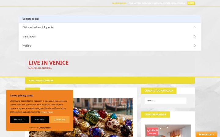 Screenshot of liveinvenice.it