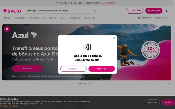 Zrzut ekranu livelo.com.br