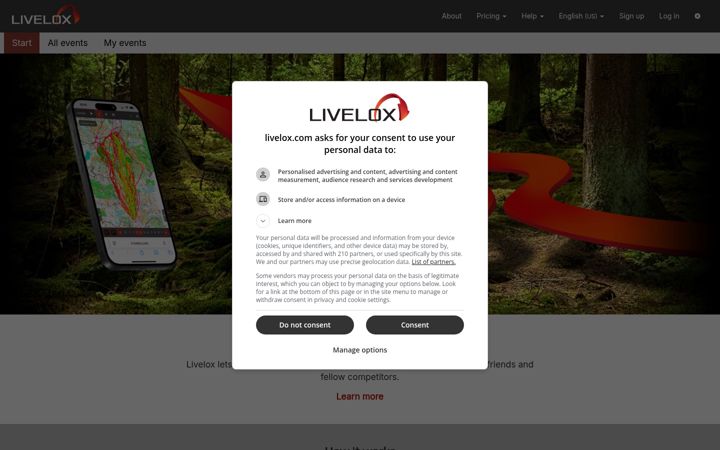 Screenshot of livelox.com