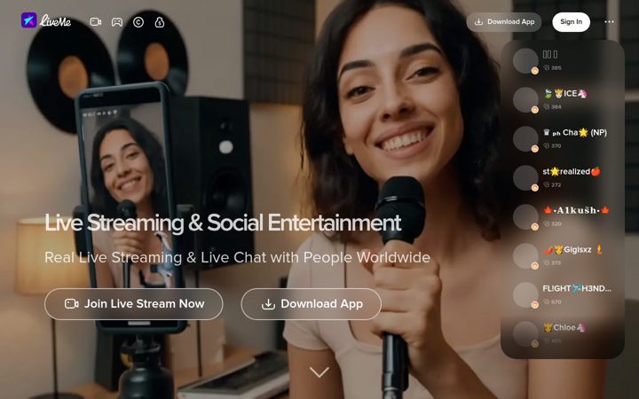 Skärmbild av liveme.com