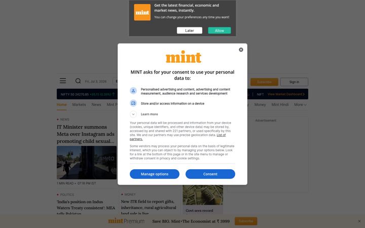 Skjermbilde av livemint.com