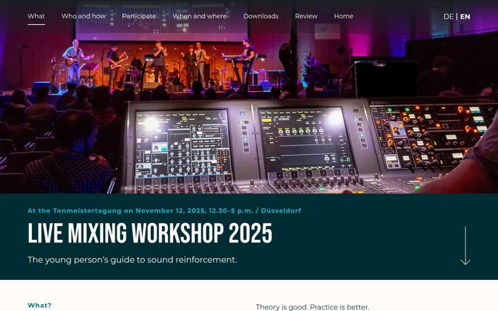 Screenshot of livemixingworkshop.de