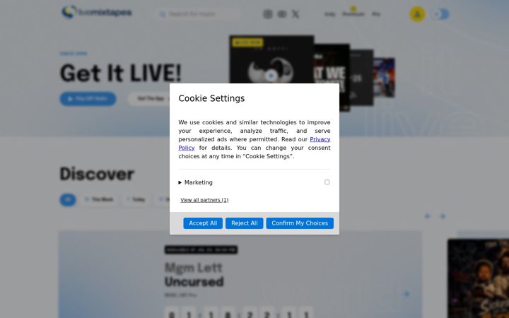 Screenshot of livemixtapes.com