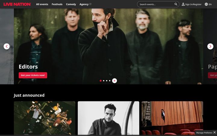 Screenshot of livenation.be