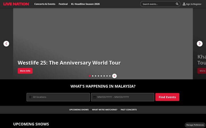 Skärmbild av livenation.my