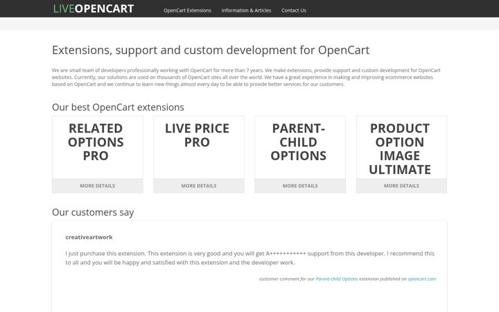 Screenshot of liveopencart.com