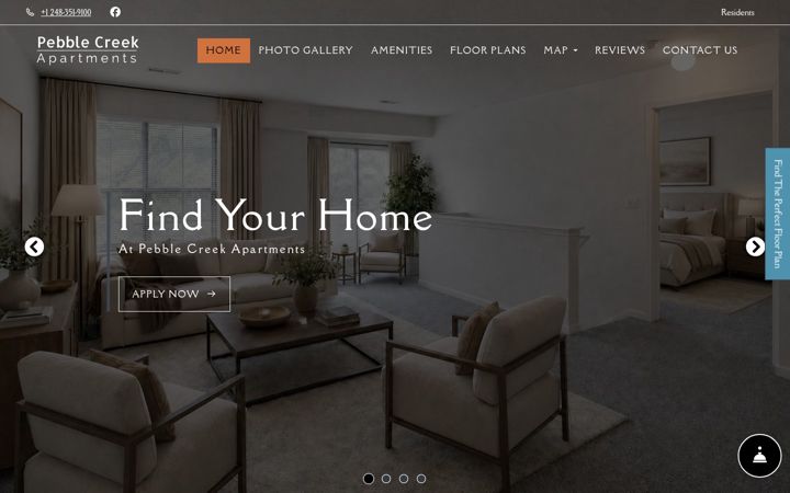 Screenshot of livepebblecreekapts.com