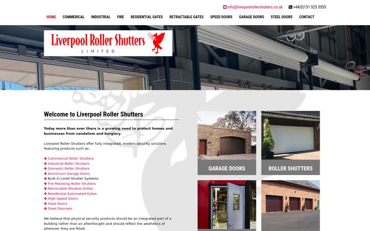 Ekraanipilt saidist liverpoolrollershutters.co.uk