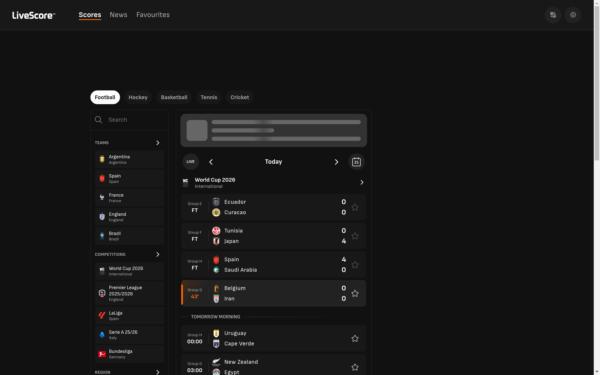 Screenshot of livescore.com