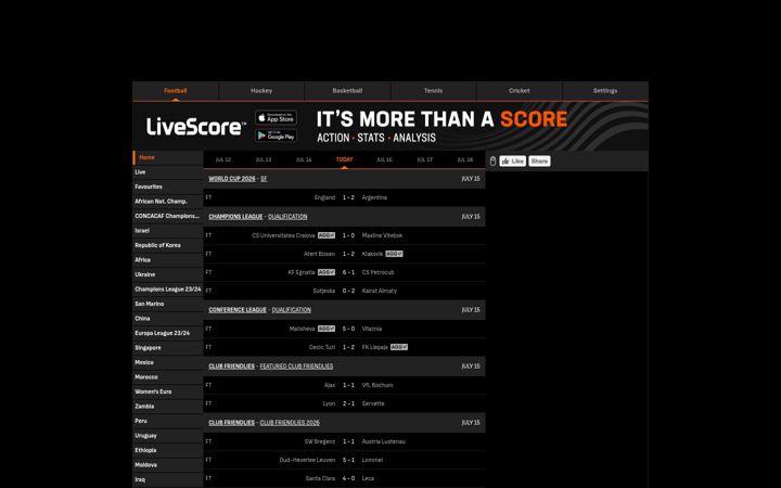 Screenshot von livescore.mobi