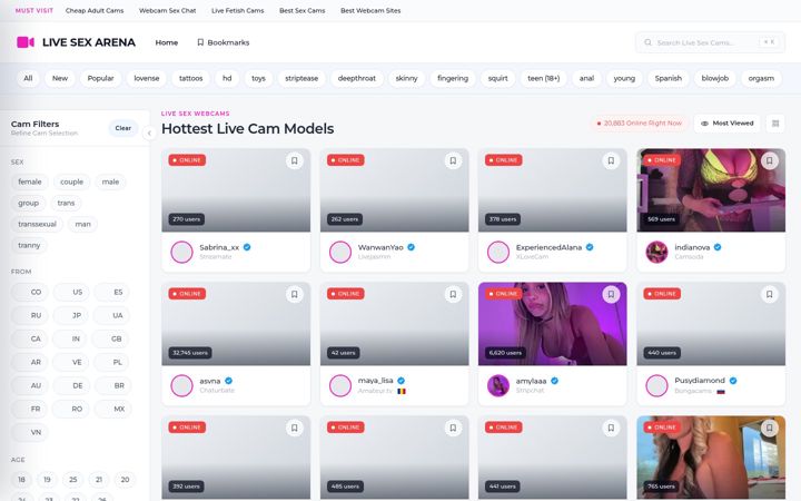 Screenshot of livesexarena.com
