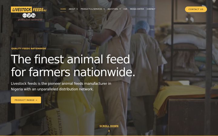 Screenshot of livestockfeedsplc.com
