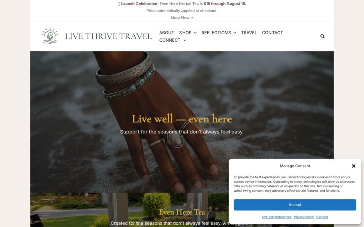 Screenshot of livethrivetravel.com