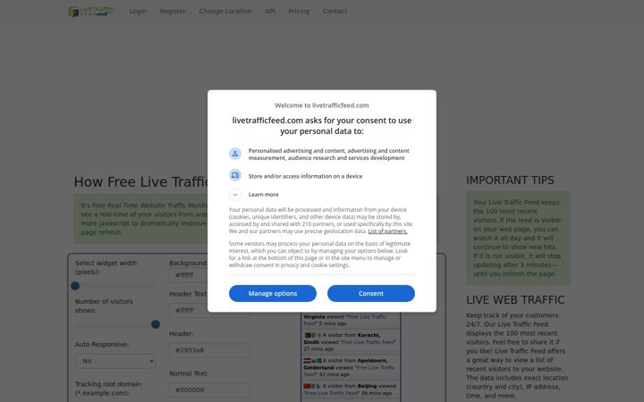 Zrzut ekranu livetrafficfeed.com