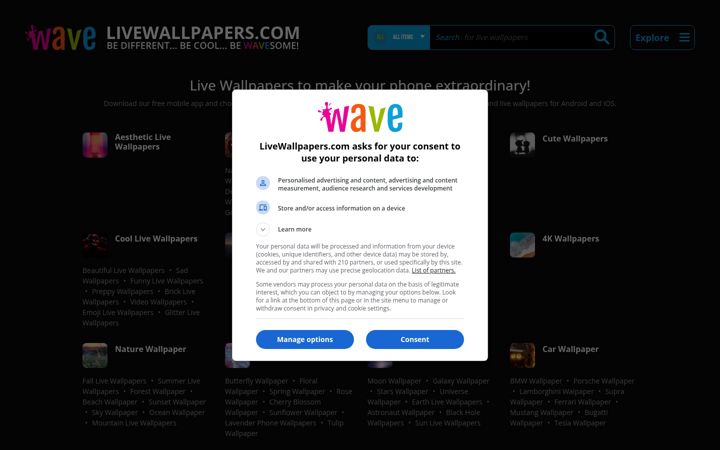 Screenshot του livewallpapers.com