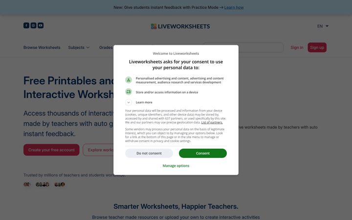 Screenshot ta' liveworksheets.com