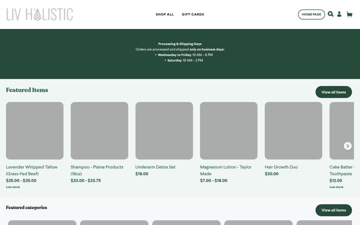 Screenshot of livholisticstore.com
