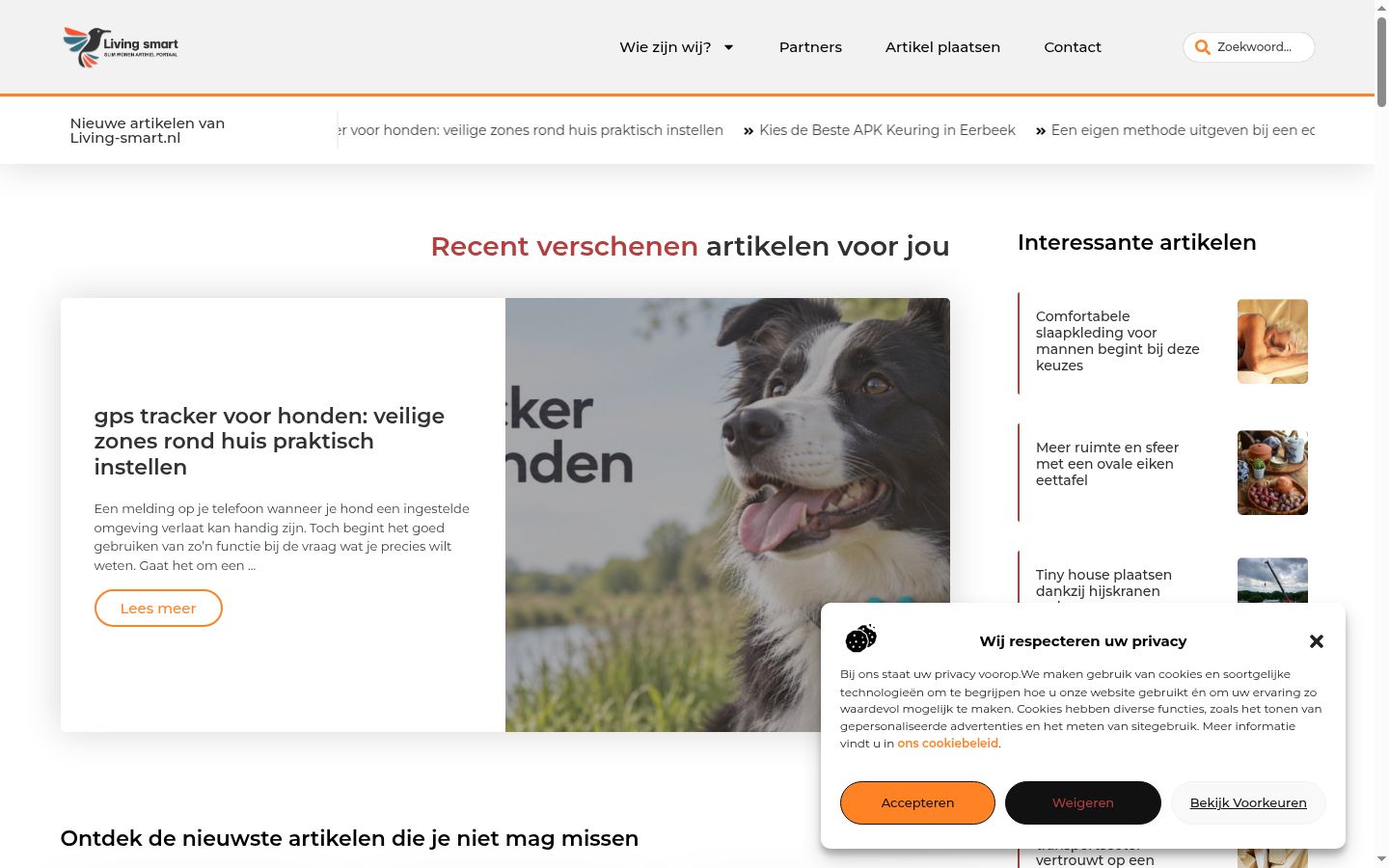Skærmbillede af samtykkebanneret, som det blev vist før nogen interaktion