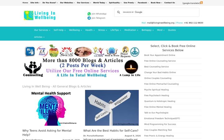 Screenshot of livinginwellbeing.org