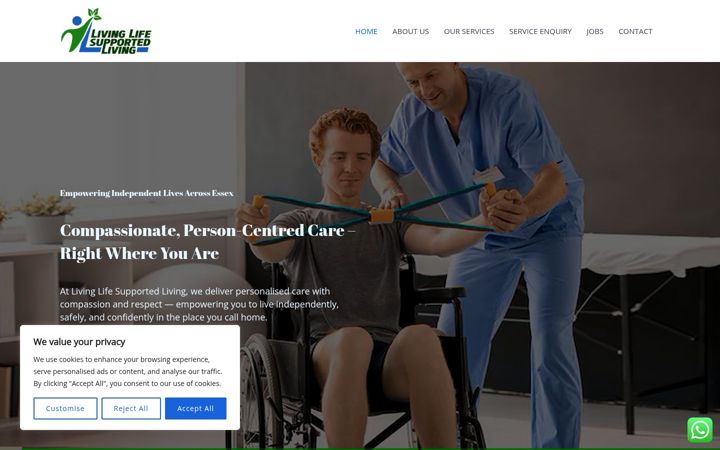 Screenshot of livinglifesupportedliving.co.uk
