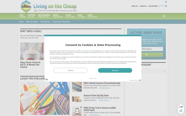 Ekrānuzņēmums no livingonthecheap.com
