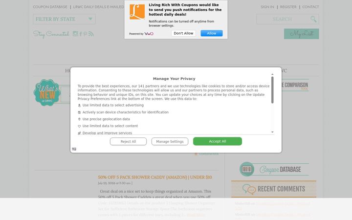 Екранна снимка на livingrichwithcoupons.com