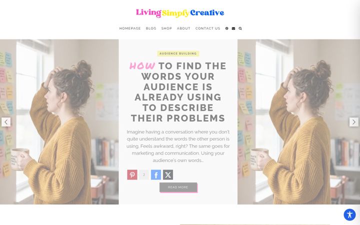 Screenshot of livingsimplycreative.com