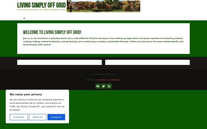 Screenshot of livingsimplyoffgrid.com