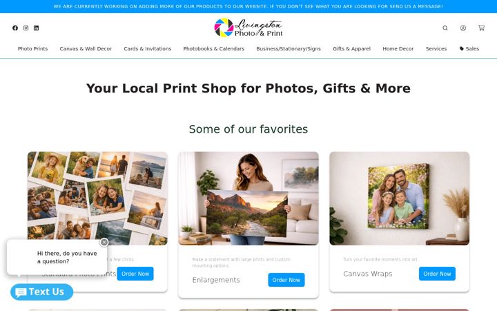 Screenshot of livingstonphotoandprint.com
