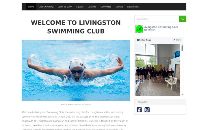 Screenshot of livingstonswimmingclub.co.uk