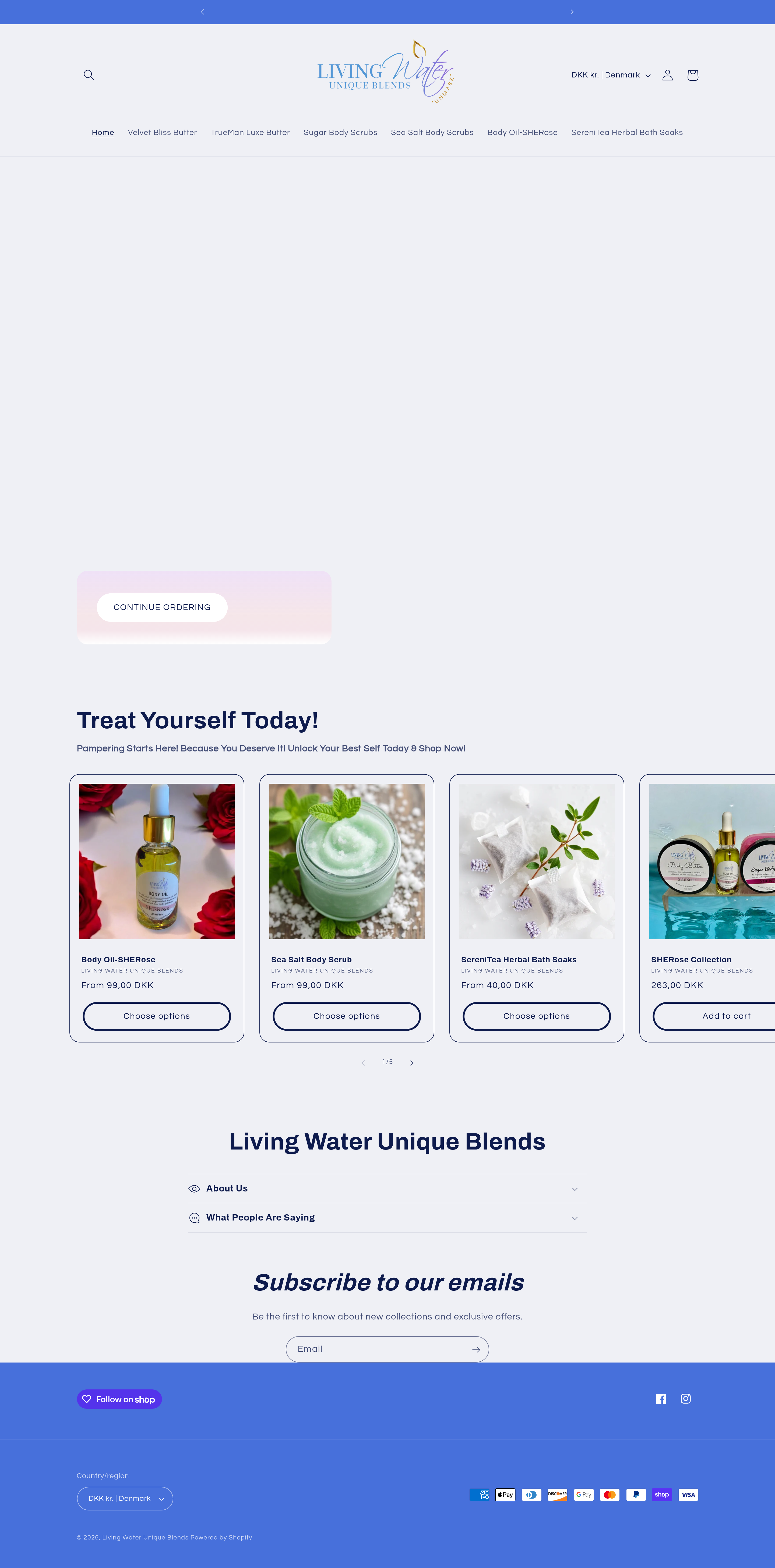Screenshot of Living Water Unique Blends