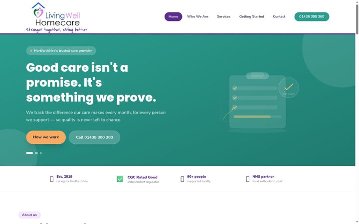 Screenshot of livingwellhomecare.co.uk