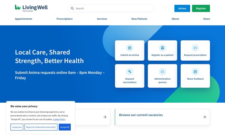 Screenshot of livingwellpartnership.nhs.uk