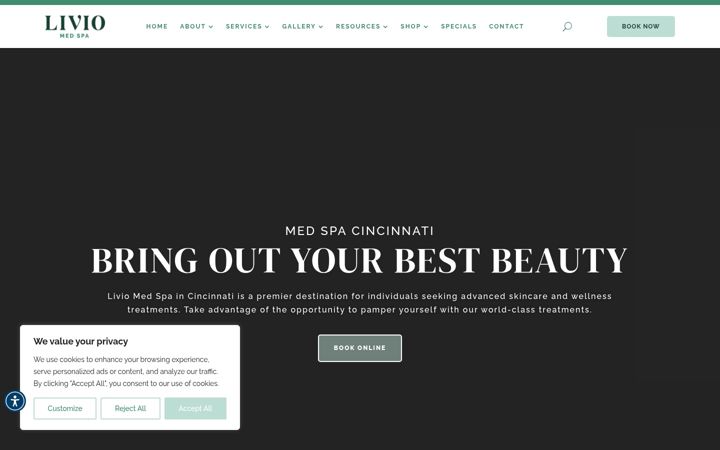 Screenshot of liviospa.com