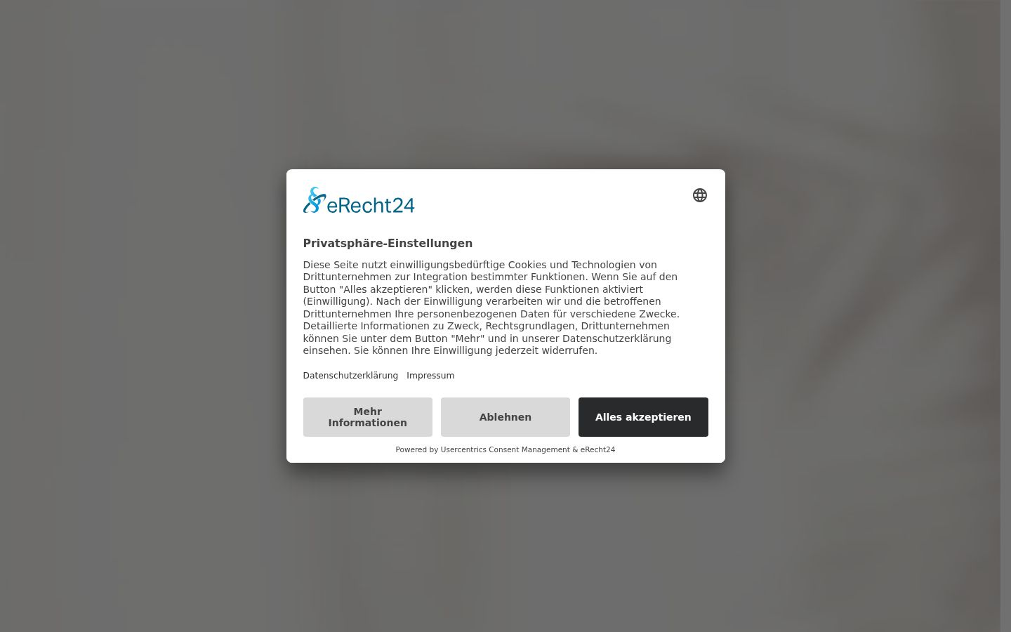 Screenshot del banner di consenso mostrato prima di qualsiasi interazione