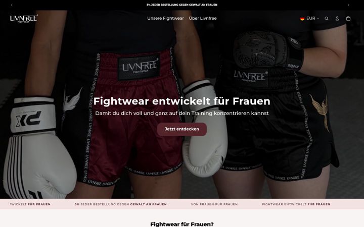 Screenshot of livnfreefightwear.de