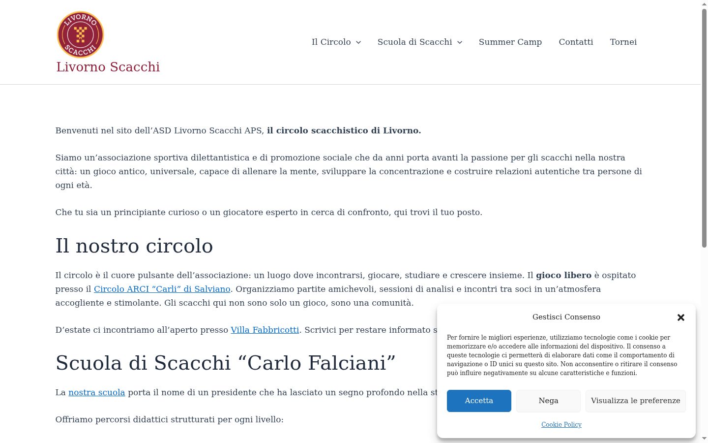 Screenshot del banner di consenso mostrato prima di qualsiasi interazione
