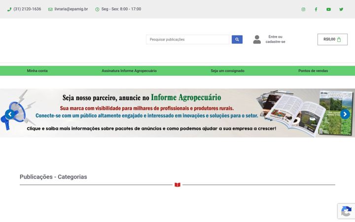 Screenshot of livrariaepamig.com.br