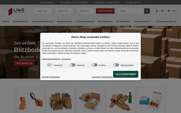 Screenshot of liwe-verpackung.com